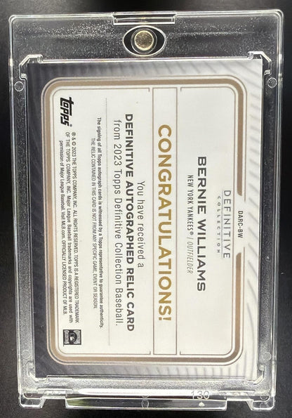 2023 Topps Definitive Bernie Williams #DARC-BW Auto Relic Collection 5/50