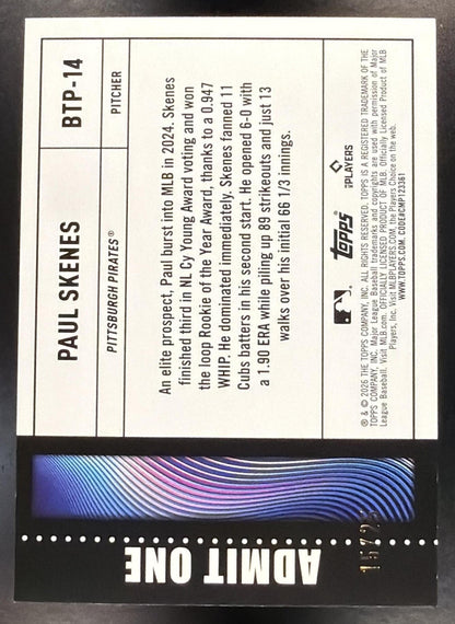 2026 Topps Series 1 Paul Skenes #BTP-14 Big Ticket Players Orange /25