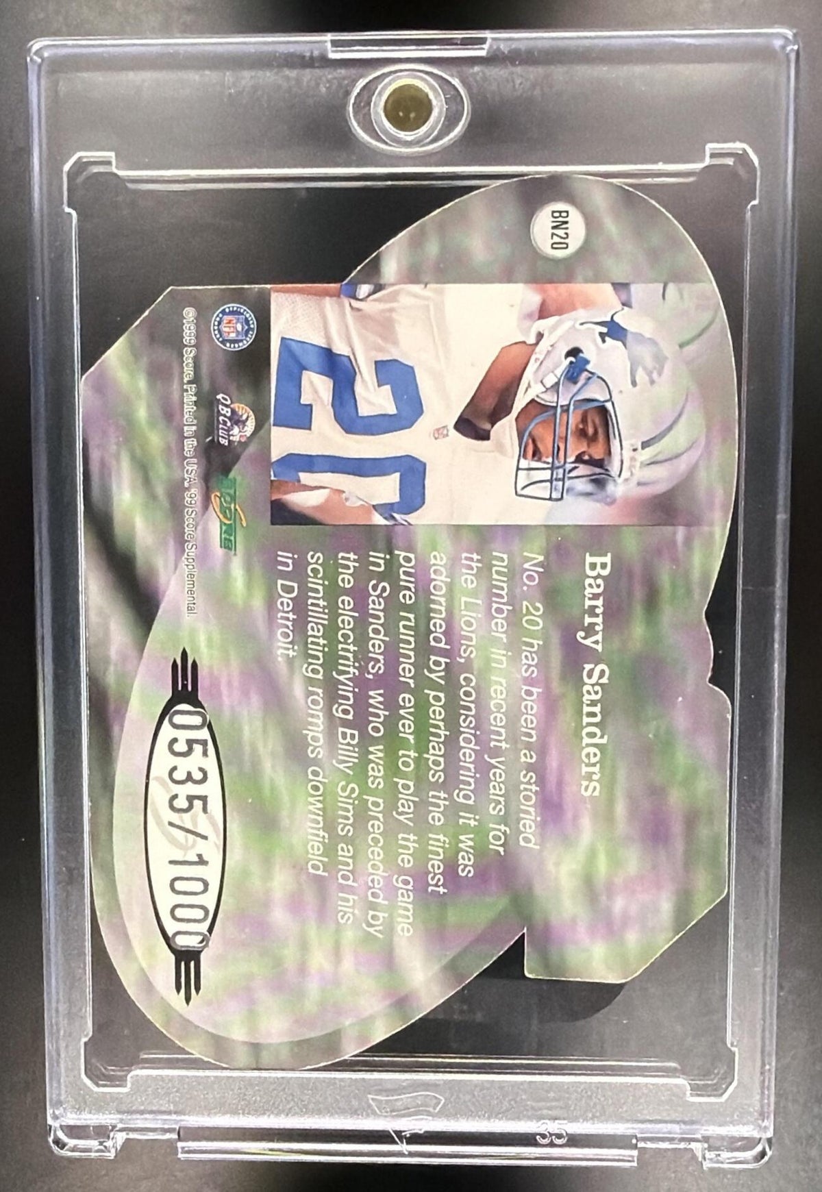1999 Score Supplemental Barry Sanders #BN20 Behind the Numbers 535/1000