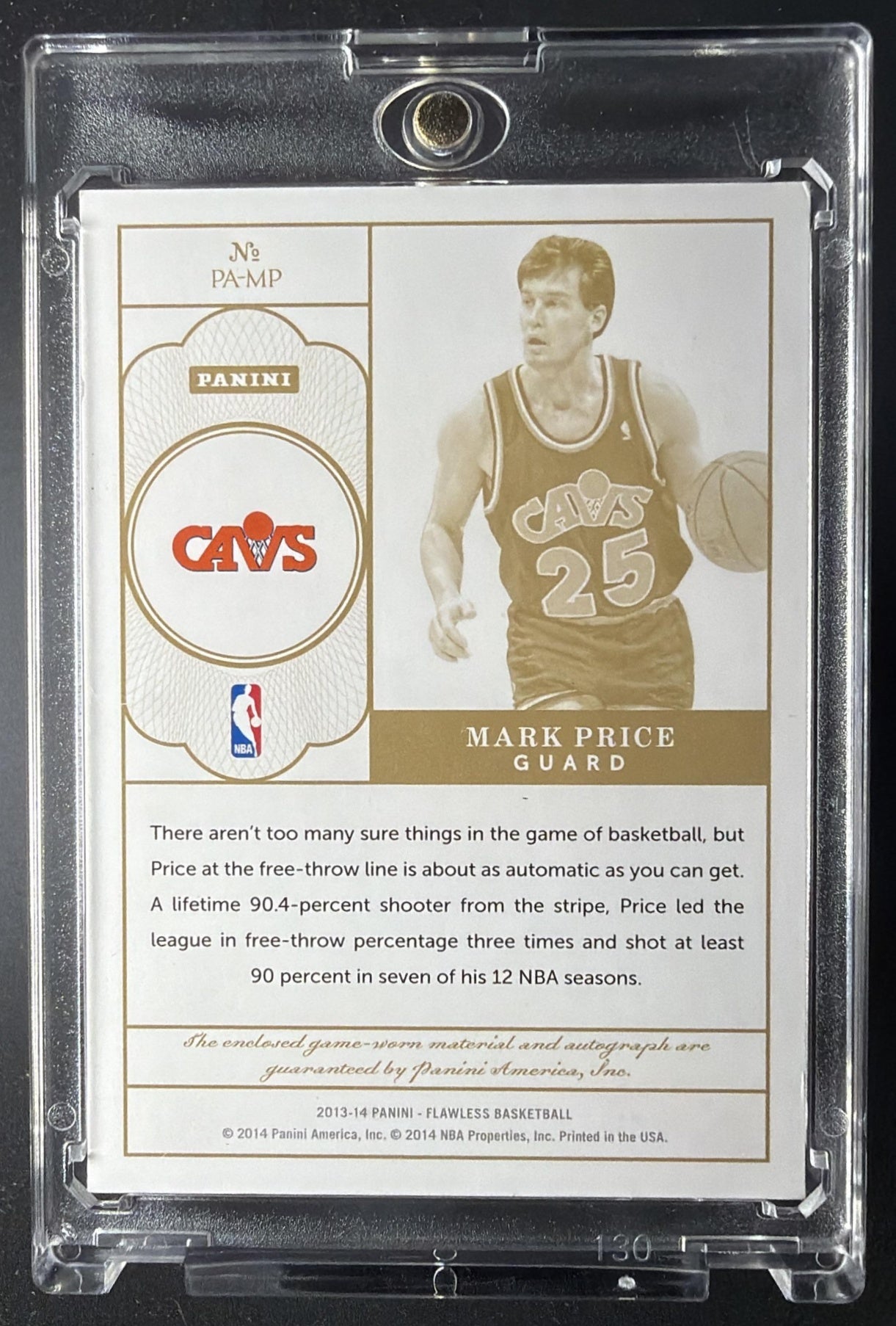 2013-14 Panini Flawless Mark Price #PA-MP Patch Auto Ruby 10/15