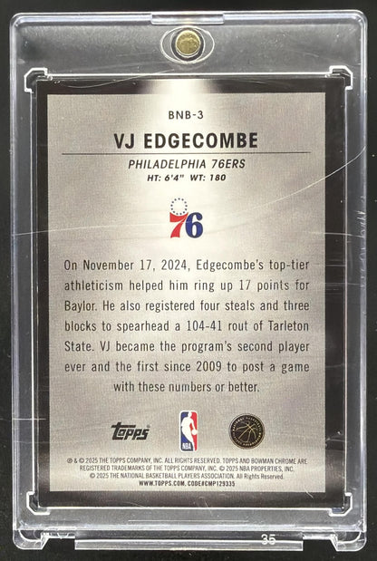 2025-26 Bowman VJ Edgecombe #BNB-3 Spotlights SP RC