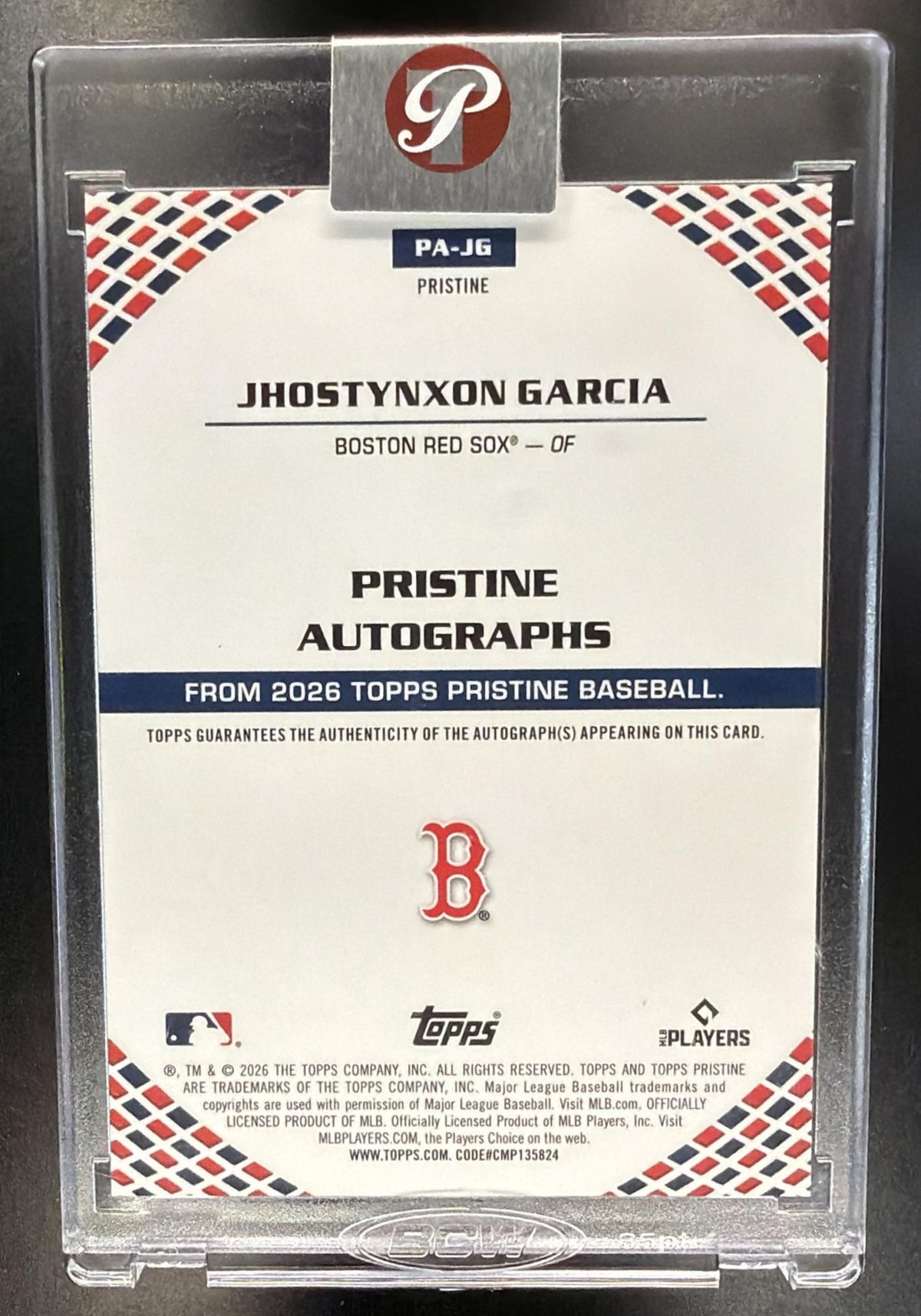 2026 Topps Pristine Jhostynxon Garcia #PA-JG Auto /5 Red Refractor RC