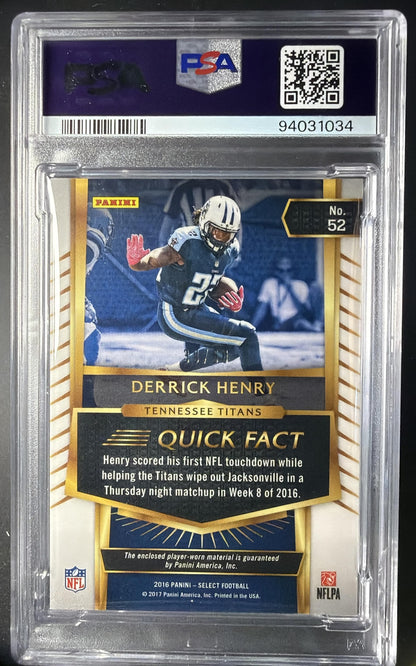 2016 Panini Select Derrick Henry #52 Swatches Purple Prizm Patch /60 RC PSA 9