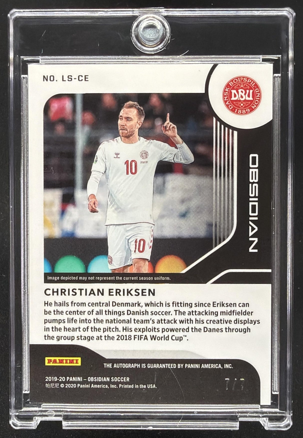 2019 Panini Obsidian Christian Eriksen #LS-CE Lightning Strike Yellow 7/7 Auto