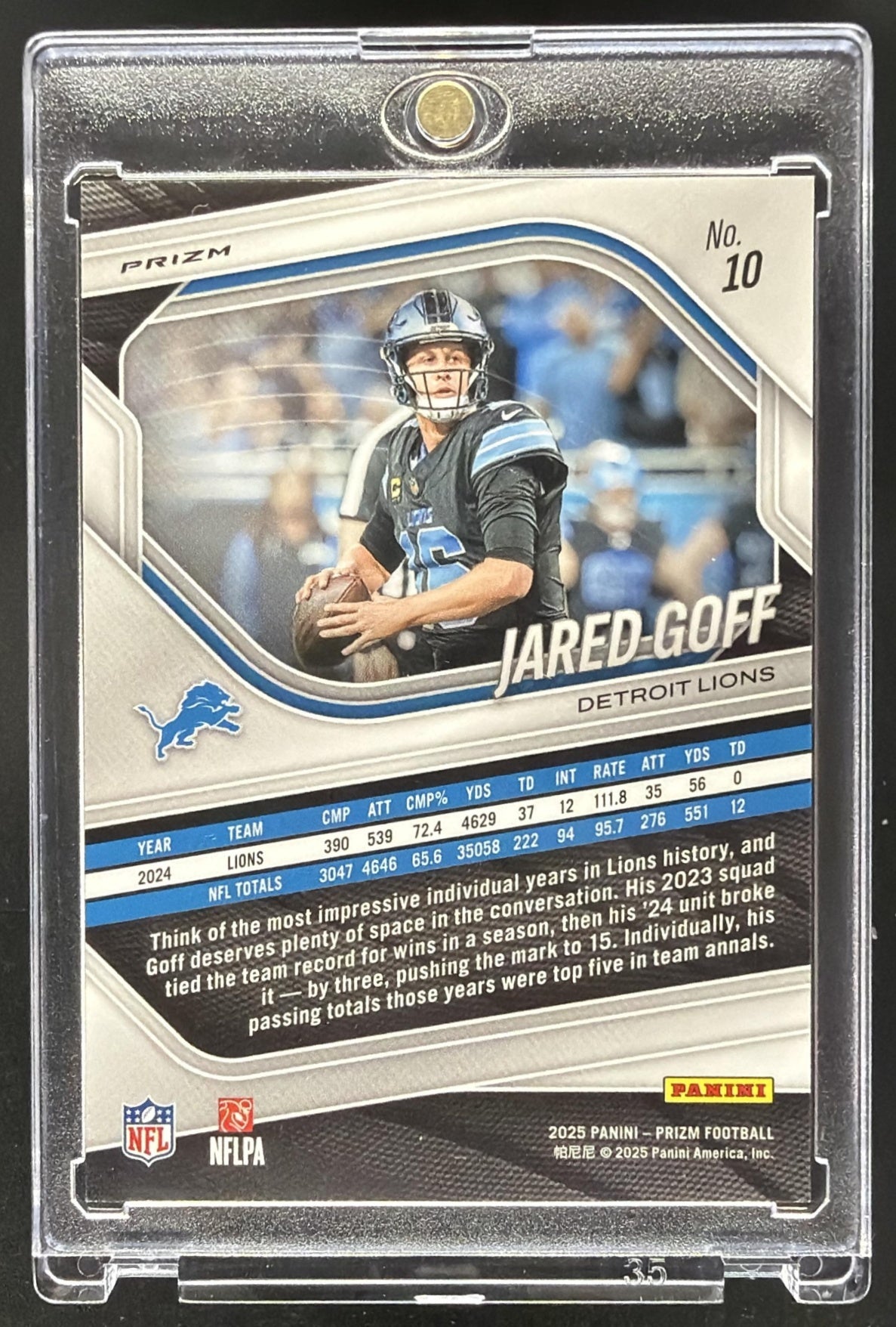 2025 Panini Prizm Jared Goff #10 Tiger Stripe SP