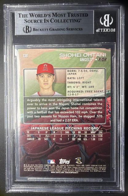 2018 Topps Stadium Club Shohei Ohtani #138 RC BGS 8.5