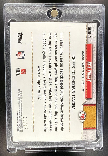2026 Topps KC's Finest #291 Orange Rainbow Foil 20/25 Combo Card Mahomes Kelce