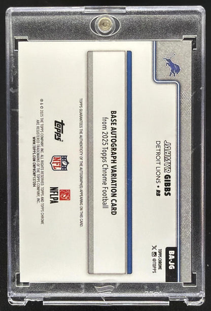 2025 Topps Chrome Jahmyr Gibbs #BA-JG Auto Blue Lava Refractor 136/150