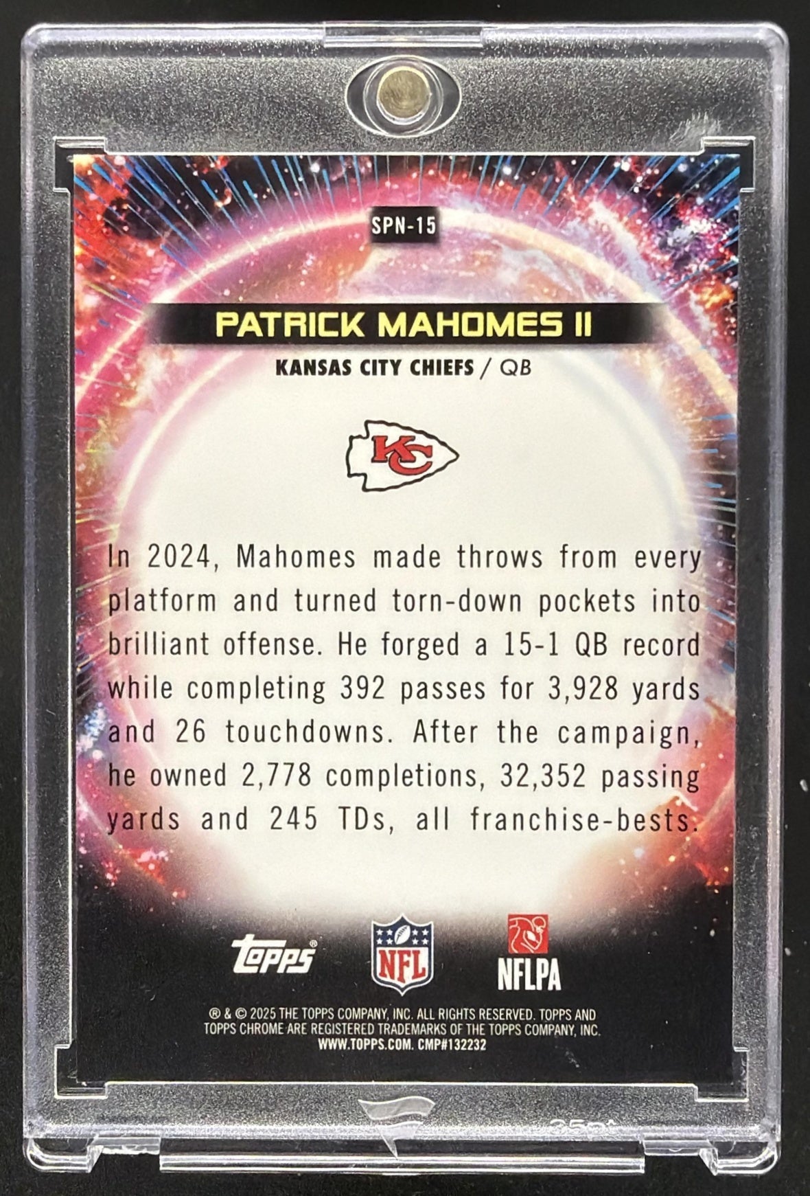 2025 Topps Cosmic Chrome Patrick Mahomes II #SPN-15 Supernova SP