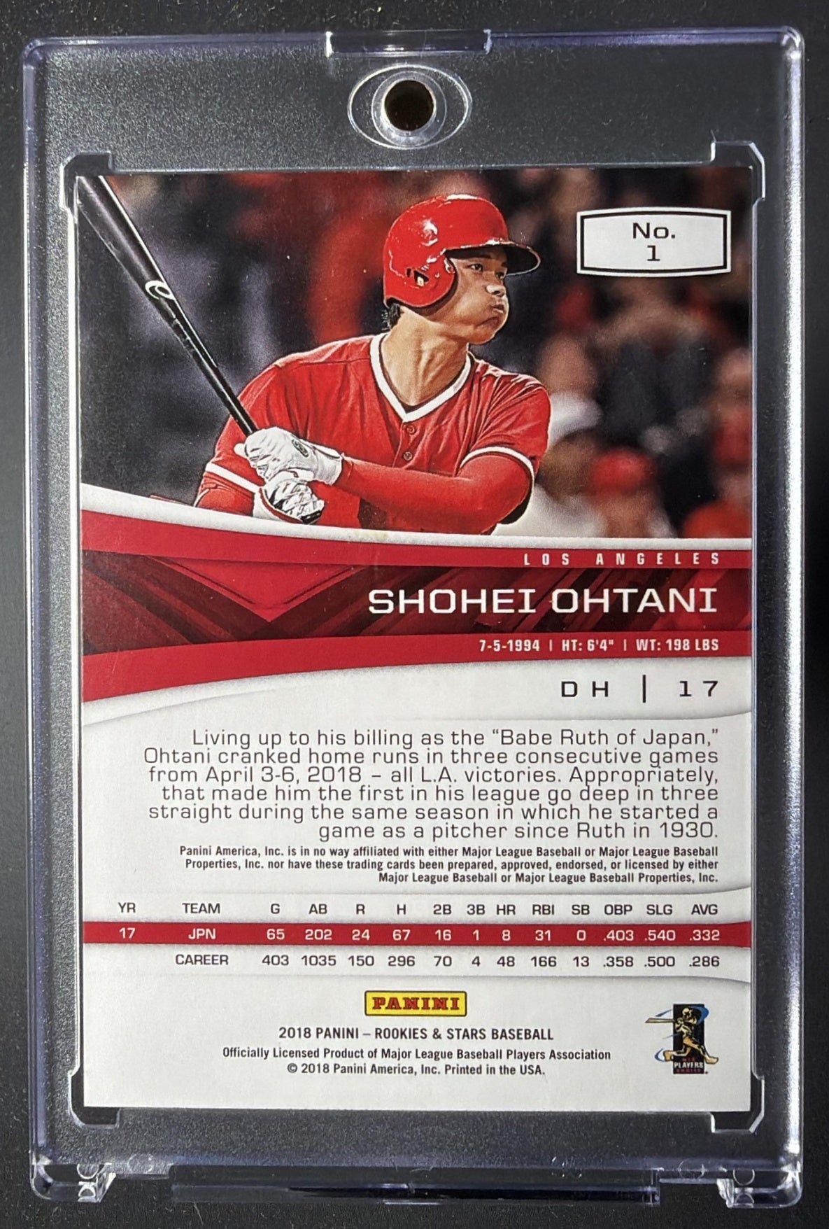 2018 Panini Chronicles Shohei Ohtani #1 Rookies and Stars RC