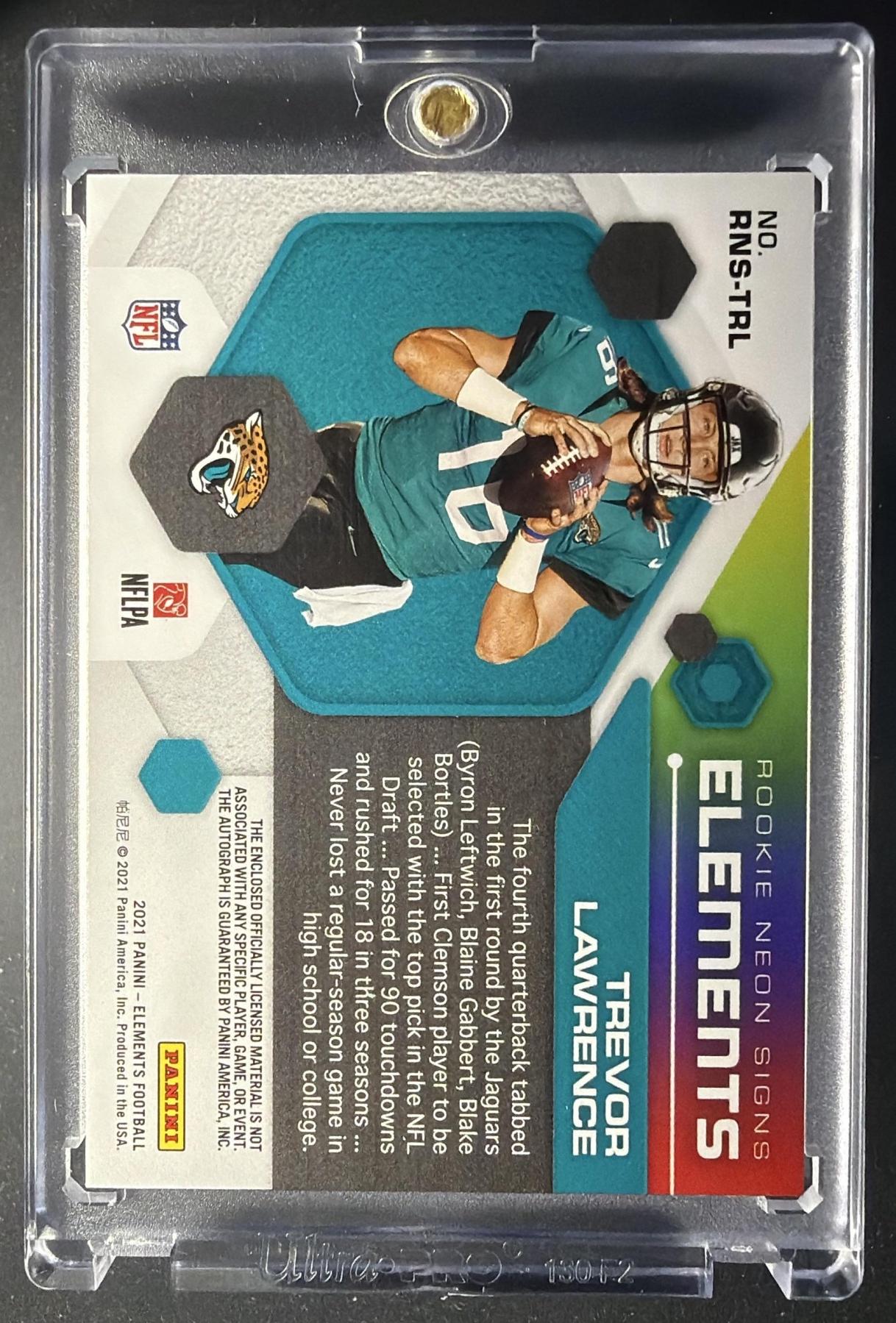 2021 Panini Elements Trevor Lawrence /10 Patch Auto Neon Signs