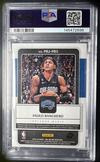 2022 Panini One & One Paolo Banchero #PRJ-PB5 Prime Rookie Patch Auto /99 RC PSA 8