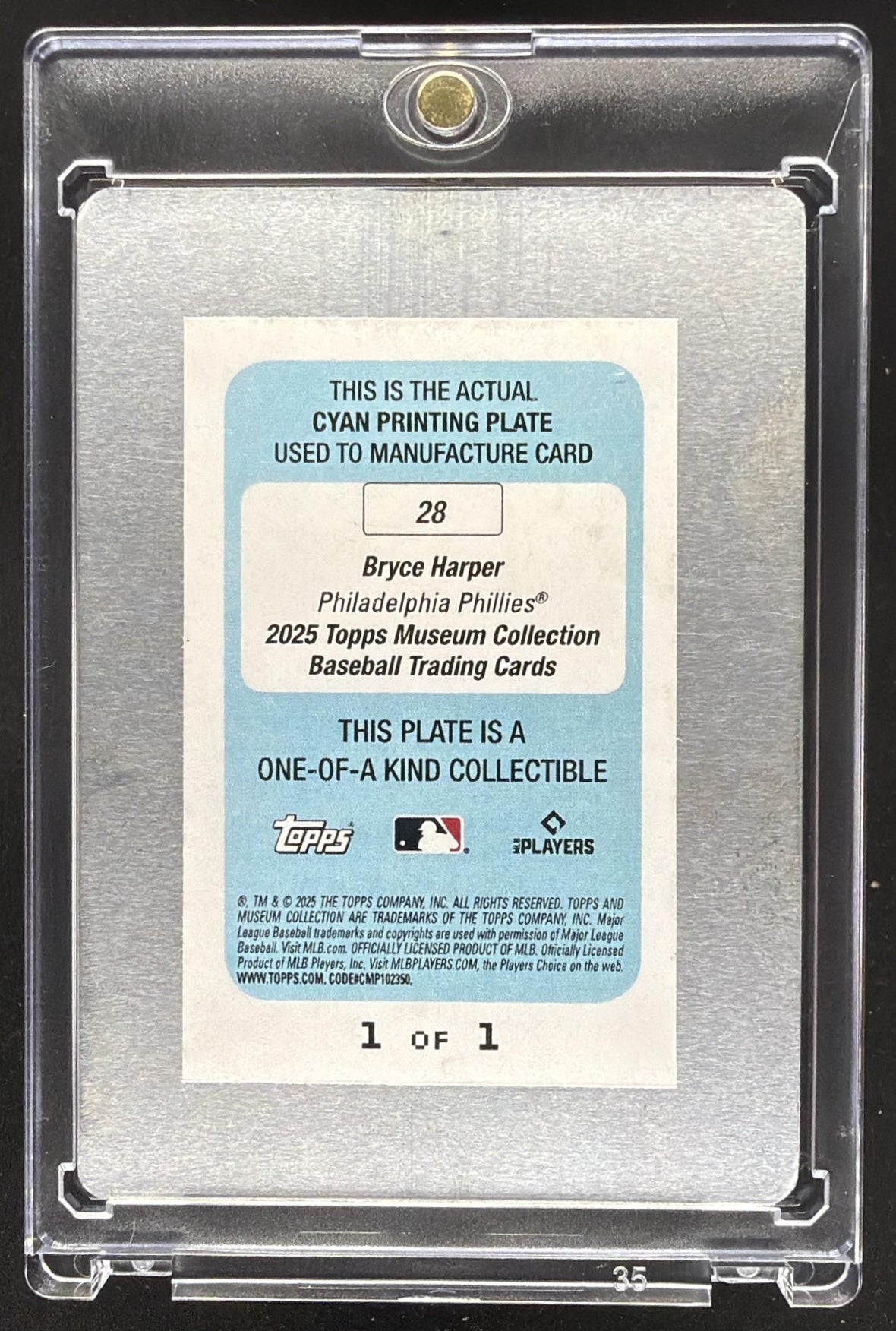 2025 Topps Museum Collection Bryce Harper #28 1/1 Printing Plate