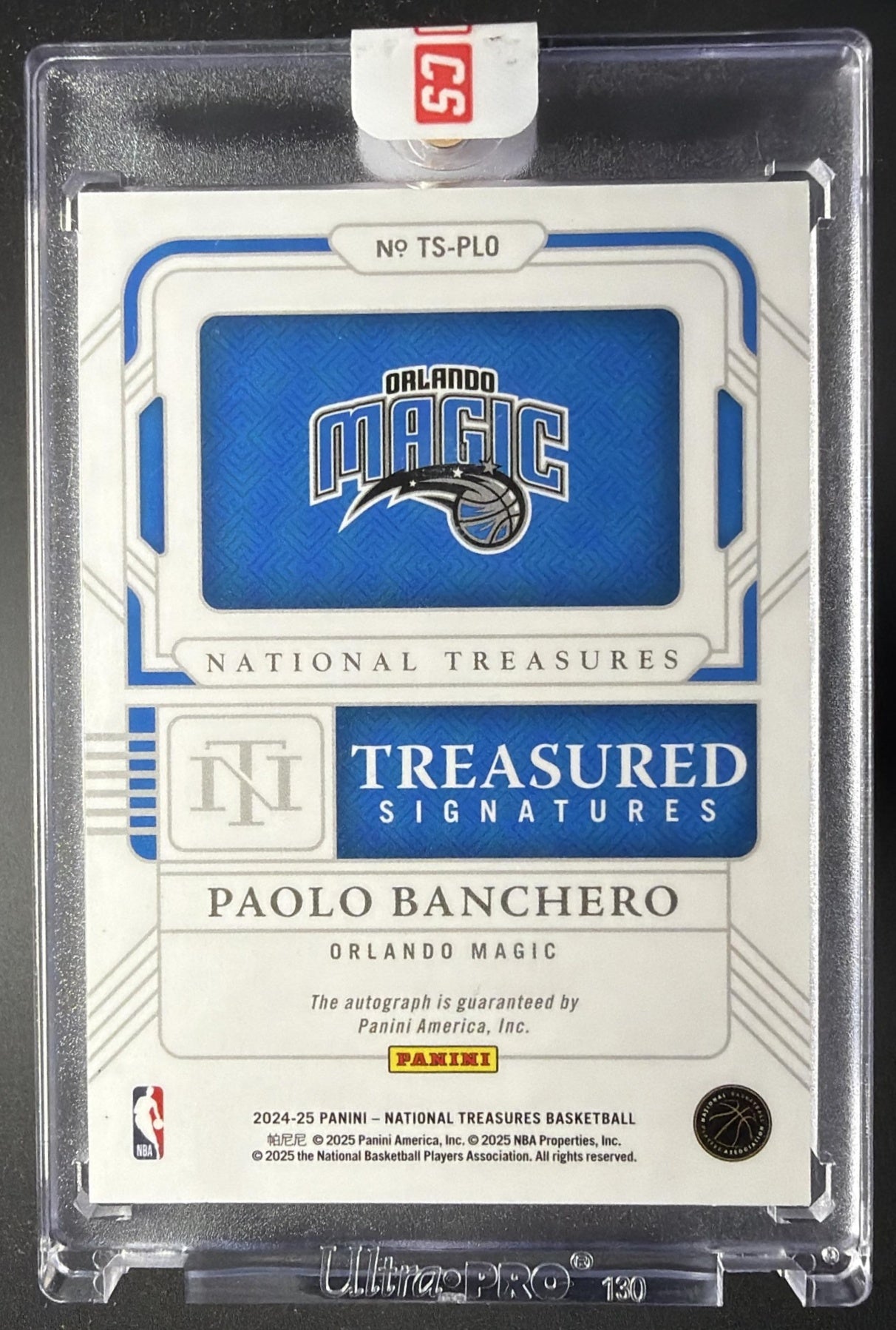 2024-25 Panini National Treasures Paolo Banchero #15 Treasured 24/49 Auto