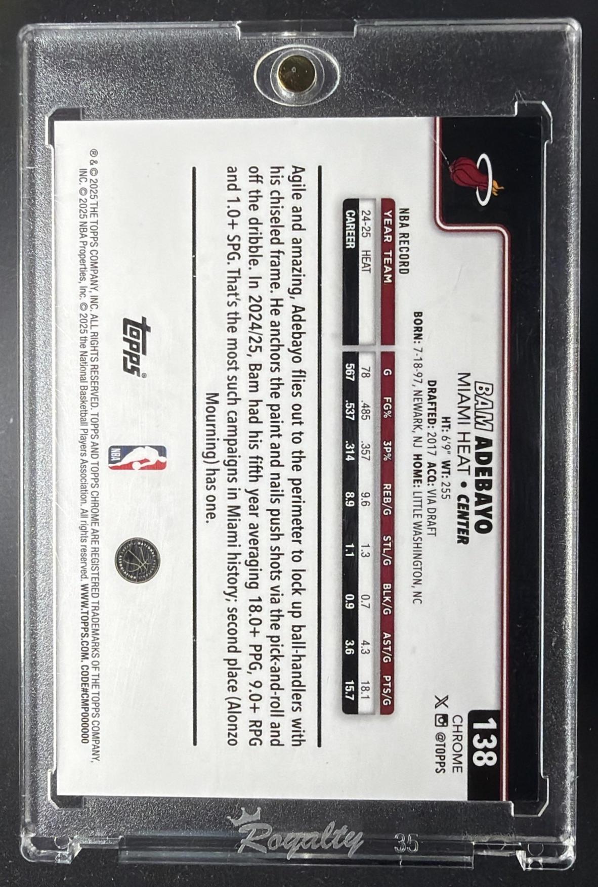 2025-26 Topps Chrome Bam Adebayo #138 Geometric Black Refractor /10