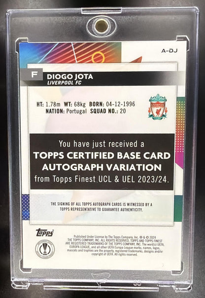 2023-24 Topps Finest UEFA Club Competitions Diogo Jota #A-DJ Auto Orange 24/25