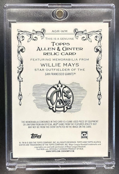 2025 Topps Allen & Ginter Willie Mays #AGR-WM Bat Relic