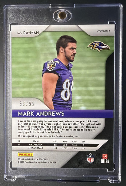 2018 Panini Prizm Mark Andrews #RA-MAN Rookie Auto Blue Scope 53/99 RC