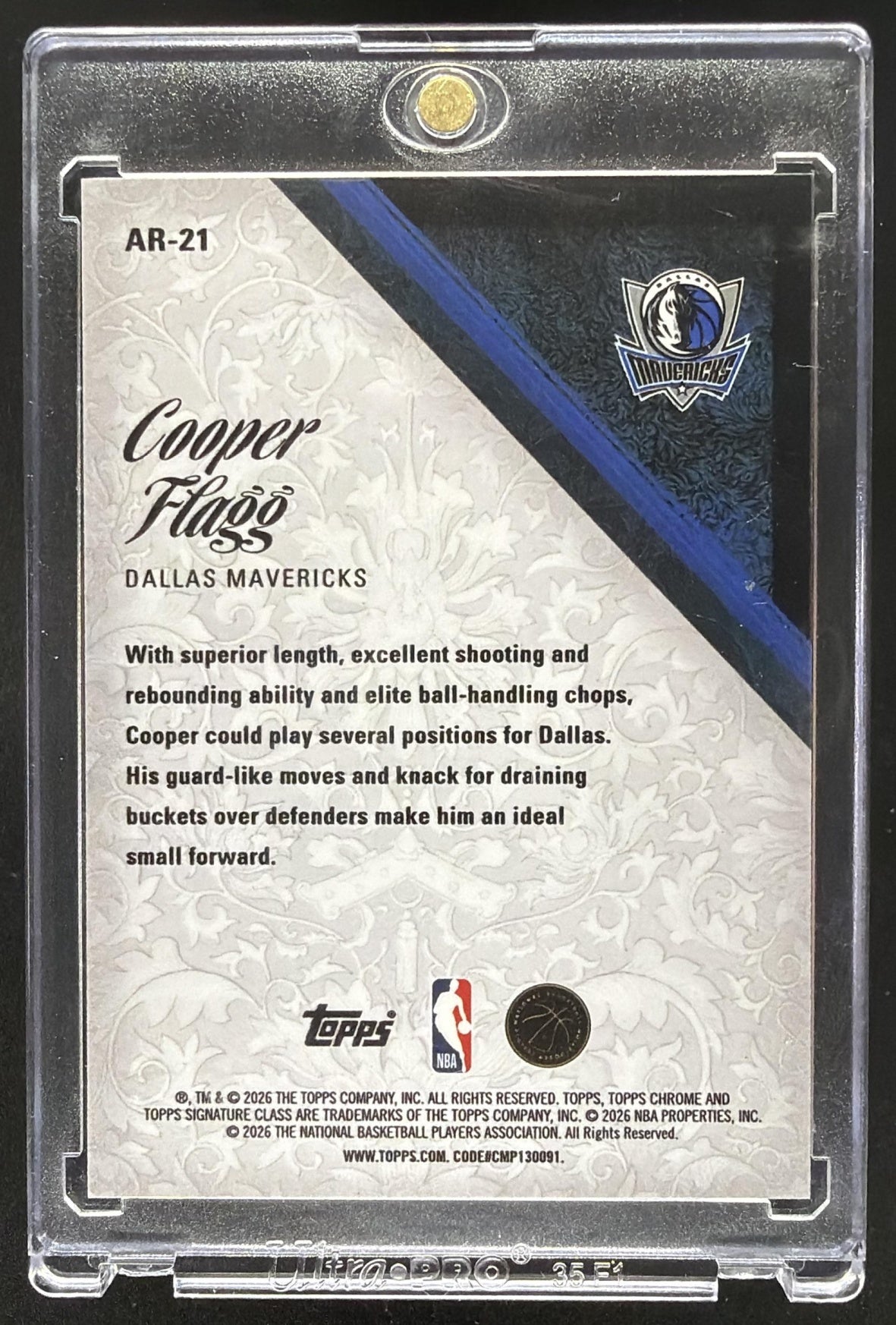2025-26 Topps Signature Class Cooper Flagg #AR-21 Aristocrats RC SSP
