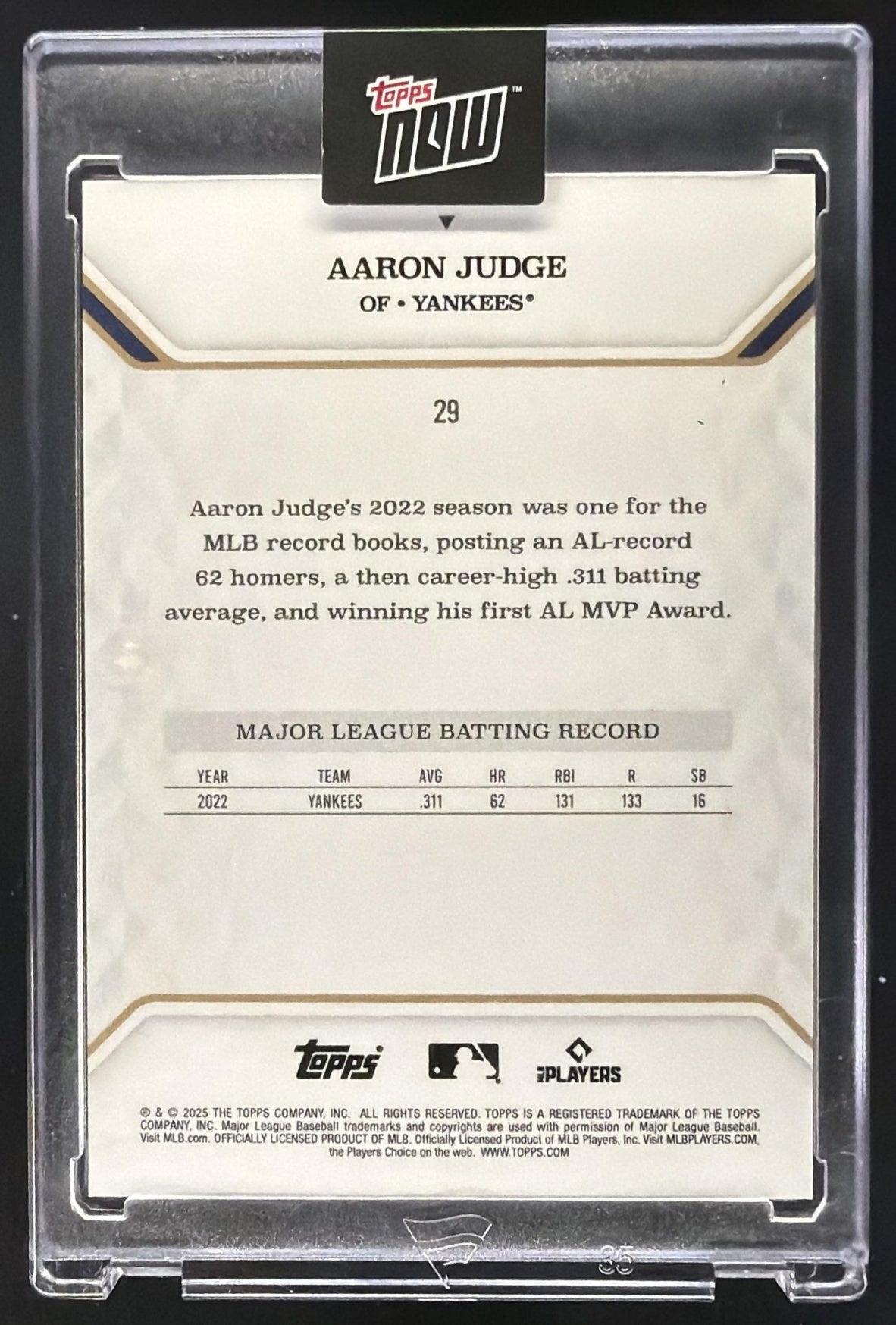 2025 Topps MVP Collection Aaron Judge #29/99