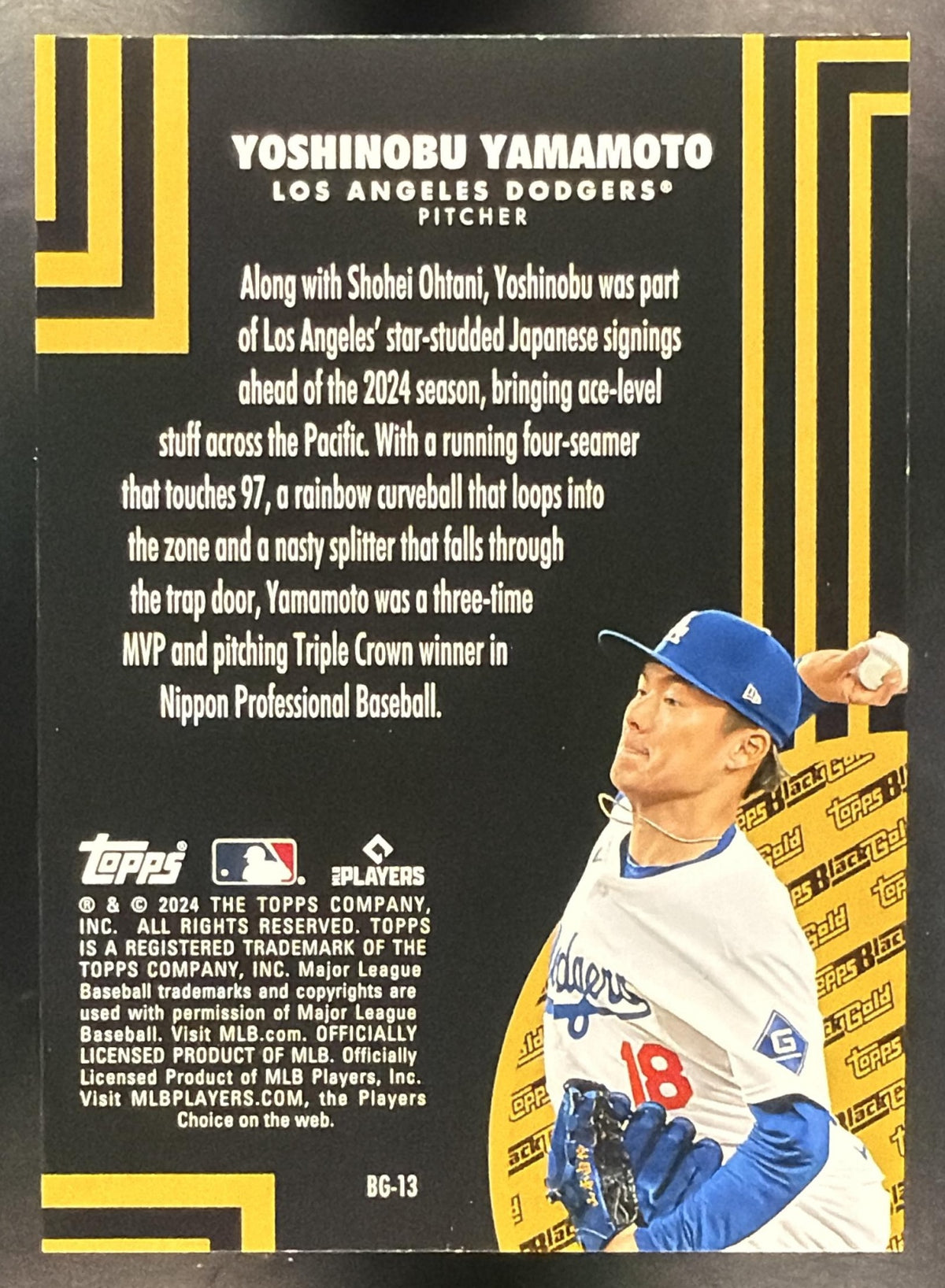 2024 Topps Update Series Baseball Yoshinobu Yamamoto #BG-13 Black Gold 010/299