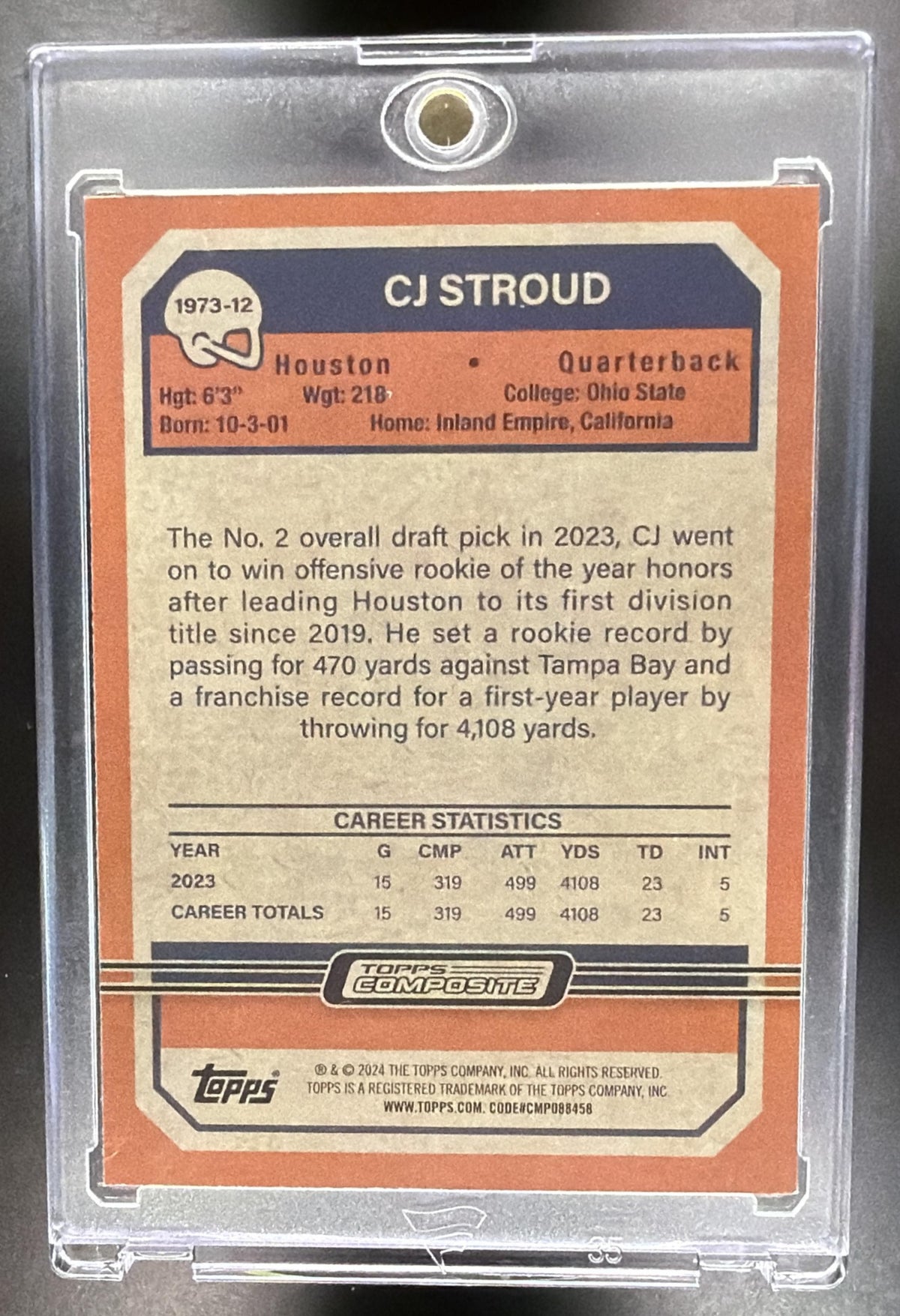 2023 Topps Composite CJ Stroud #1973-12 1973 Football Orange Refractor 15/25 RC