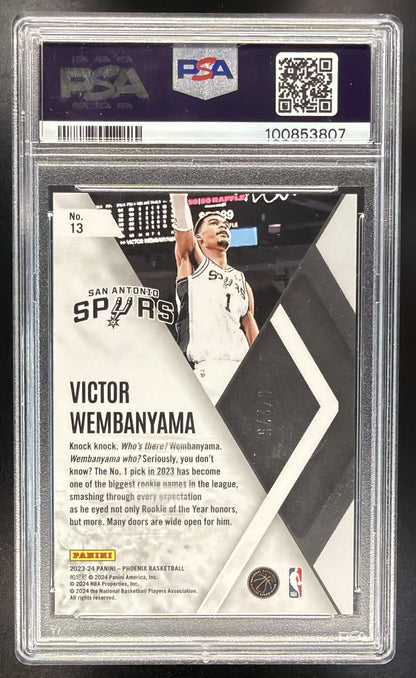 2023-24 Panini Phoenix Victor Wembanyama #13 Rookie Rising Maroon Ice /275 RC PSA 9