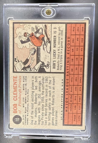 1962 Topps Roberto Clemente #10 Crease