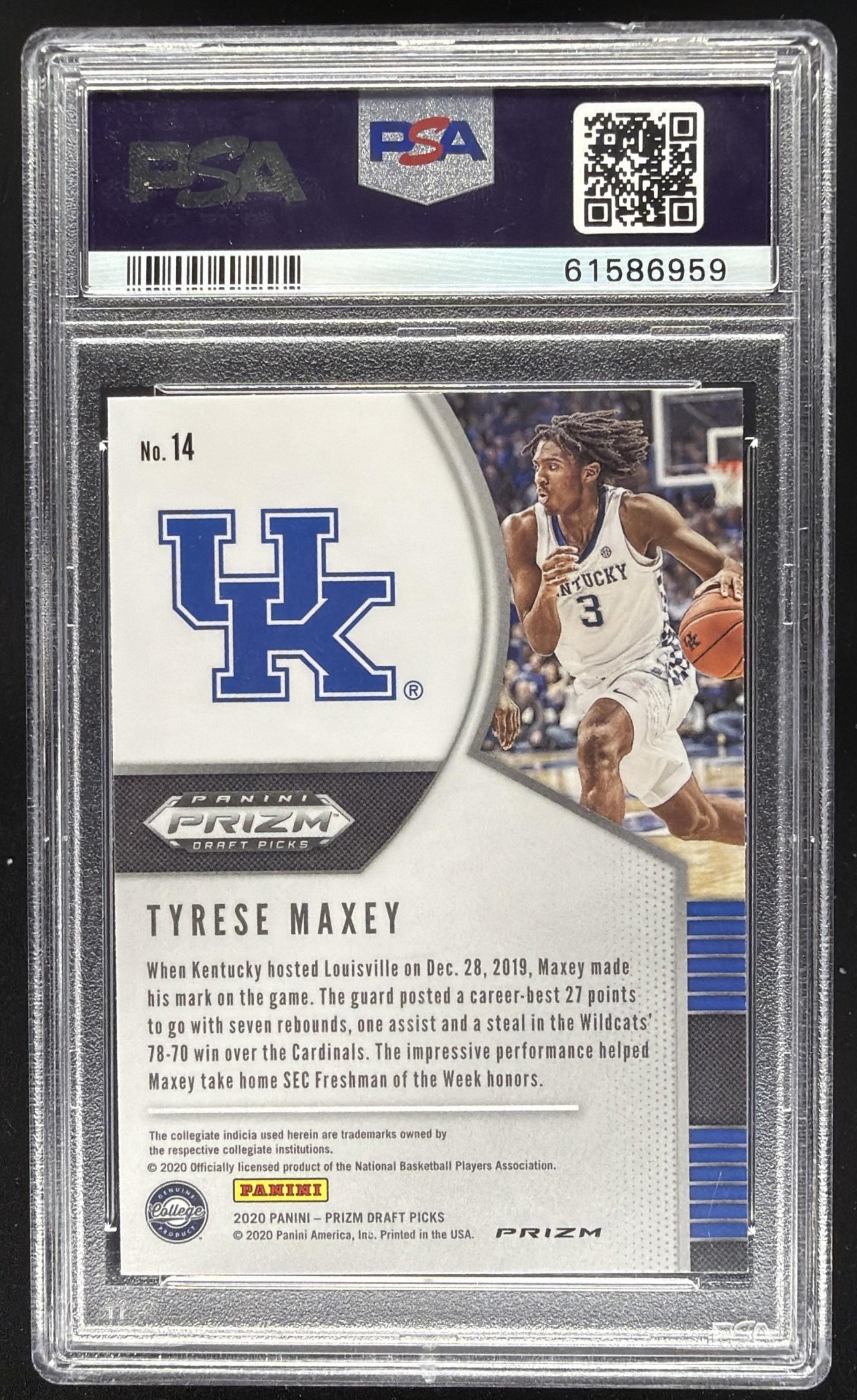 2020-21 Panini Prizm Draft Picks Collegiate Tyrese Maxey #14 Pink Ice RC PSA 10