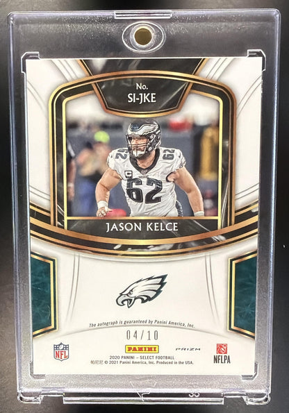 2020 Panini Select Jason Kelce #SI-JKE Signatures Gold Prizm 4/10 Auto
