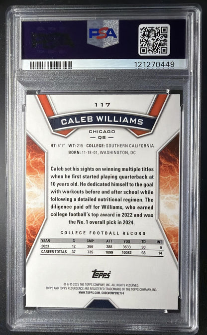 2024 Topps Resurgence Caleb Williams #117 Yellow Surge /225 RC PSA 9