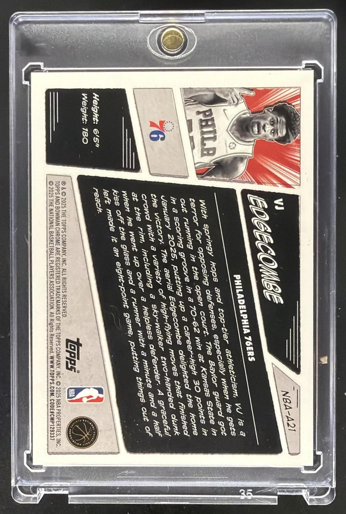 2025-26 Bowman VJ Edgecombe #NBA-A21 Anime RC SSP