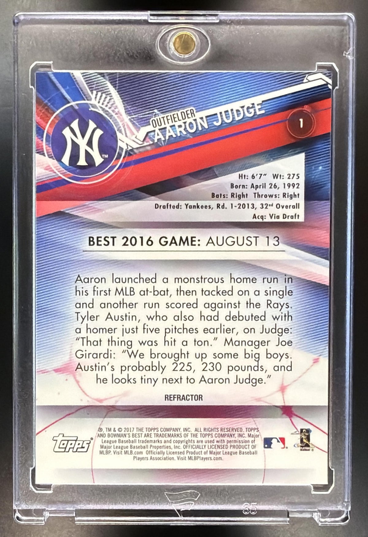 2017 Bowman's Best Aaron Judge #1 RC Refractor