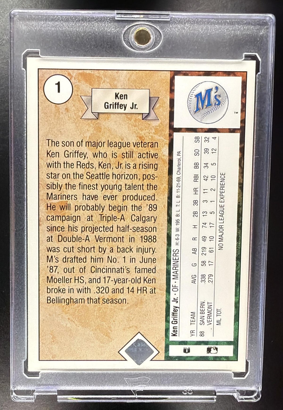 1989 Upper Deck Ken Griffey Jr. #1 RC Mariners