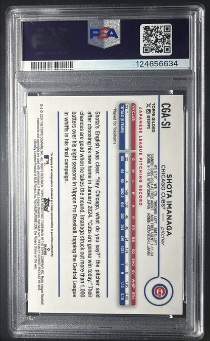 2024 Topps Gilded Collection Shota Imanaga #CGA-SI Chrome Gold Auto Yellow-Gold /75 PSA 10