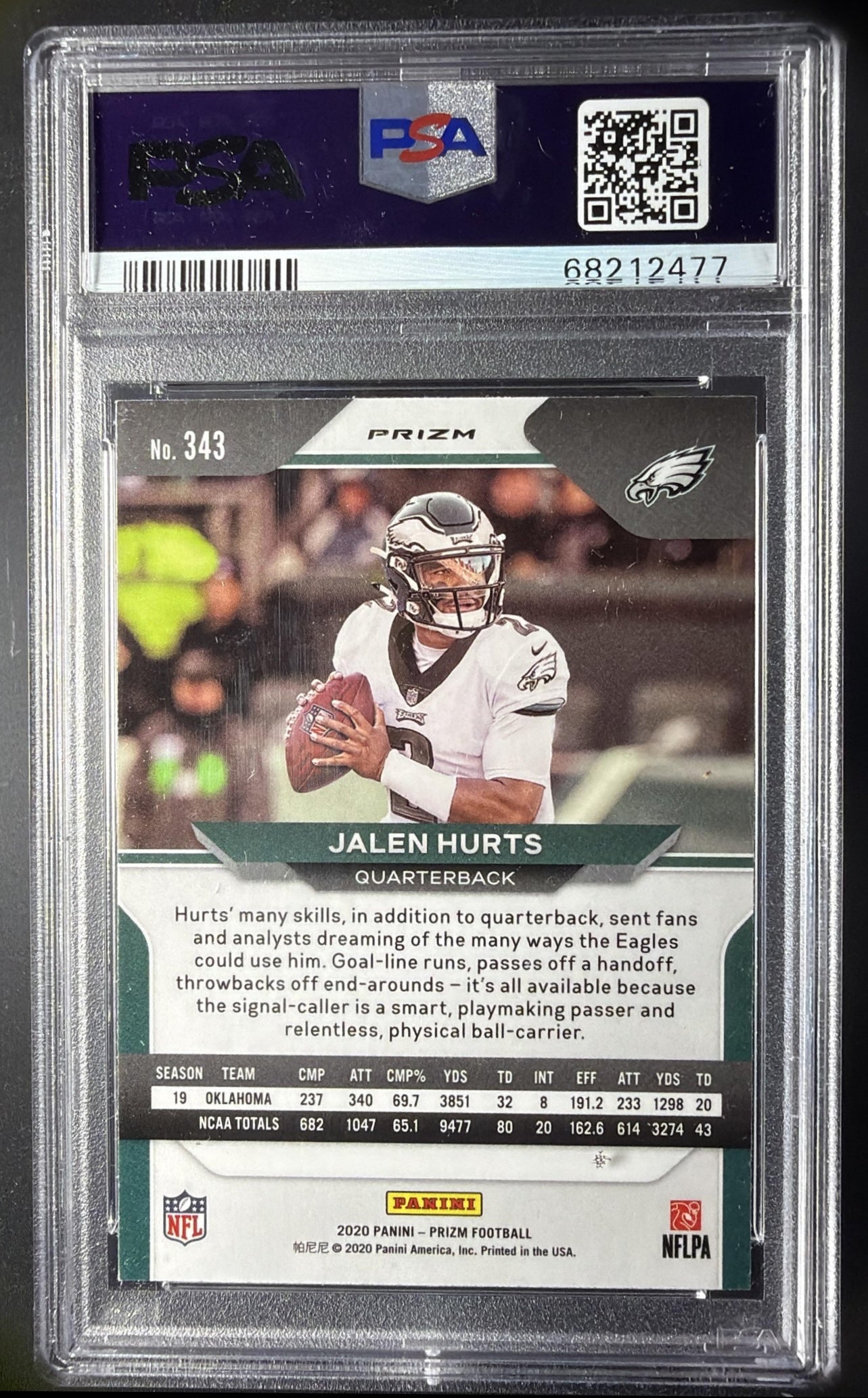 2020 Panini Prizm Jalen Hurts #343 Silver RC PSA 10