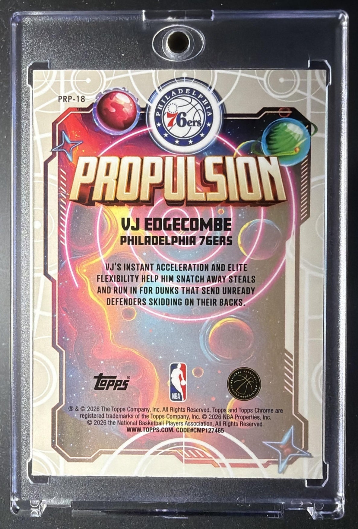 2025-26 Topps Cosmic Chrome VJ Edgecombe #PRP-18 Propulsion RC Teal /199
