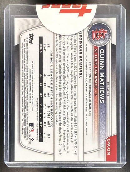 2025 Bowman Quinn Mathews #CPA-QM Chrome Auto Refractor 14/499 1st Prospect