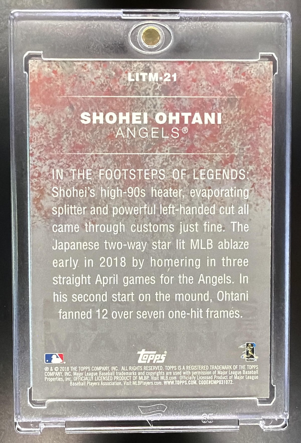 2018 Topps Update Shohei Ohtani #LITM-21 Legends in the Making RC Angles