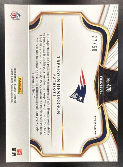 2025 Panini Select TreVeyon Henderson #478 Field Level Dragon Scale Prizm /50 RC