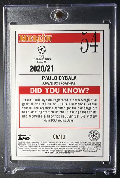 2020-21 Topps Merlin Chrome UEFA Champions League Paulo Dybala #54 Red 6/10