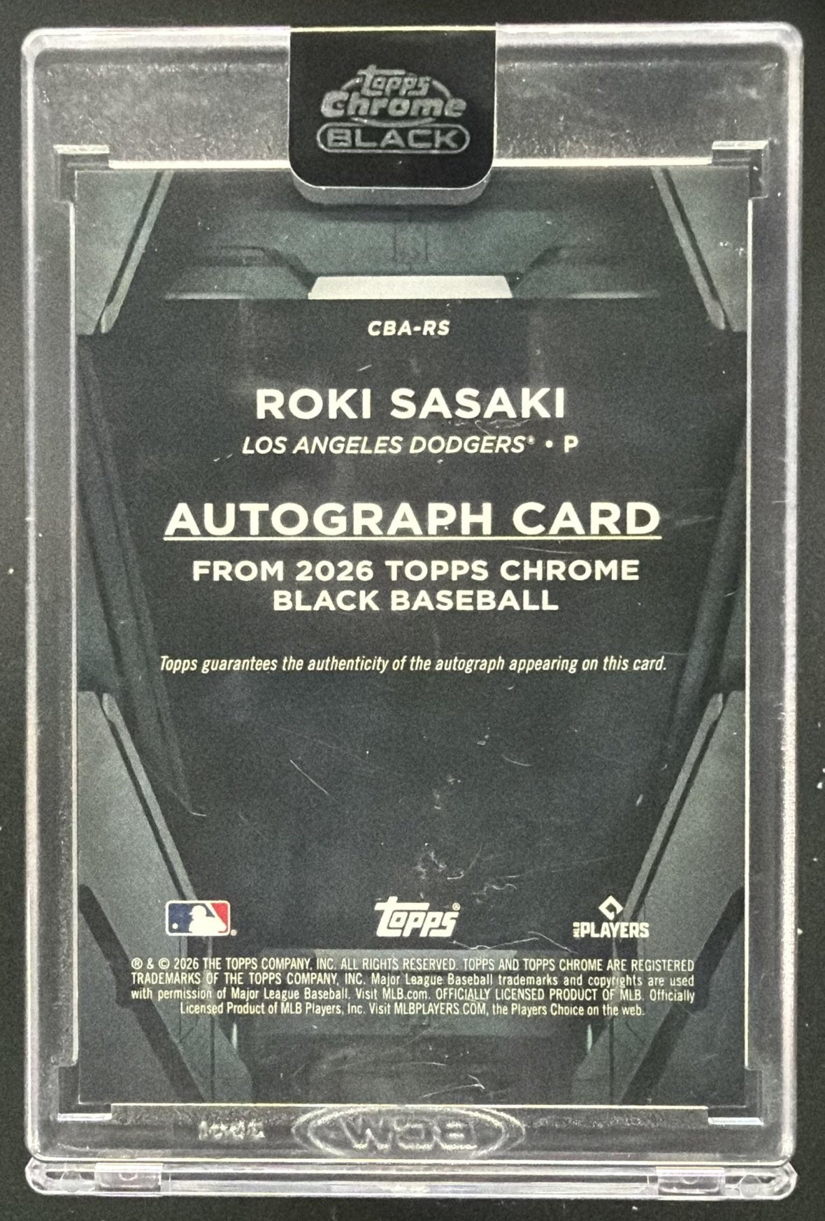 2026 Topps Chrome Black Roki Sasaki #CBA-RS Auto