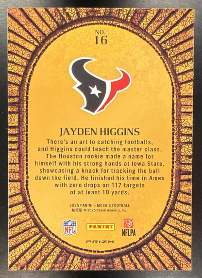 2025 Panini Mosaic Jayden Higgins #16 Micro Mosaic RC