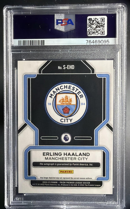 2022-23 Panini Prizm Premier League Erling Haaland #S-EHD Signatures Auto PSA 10