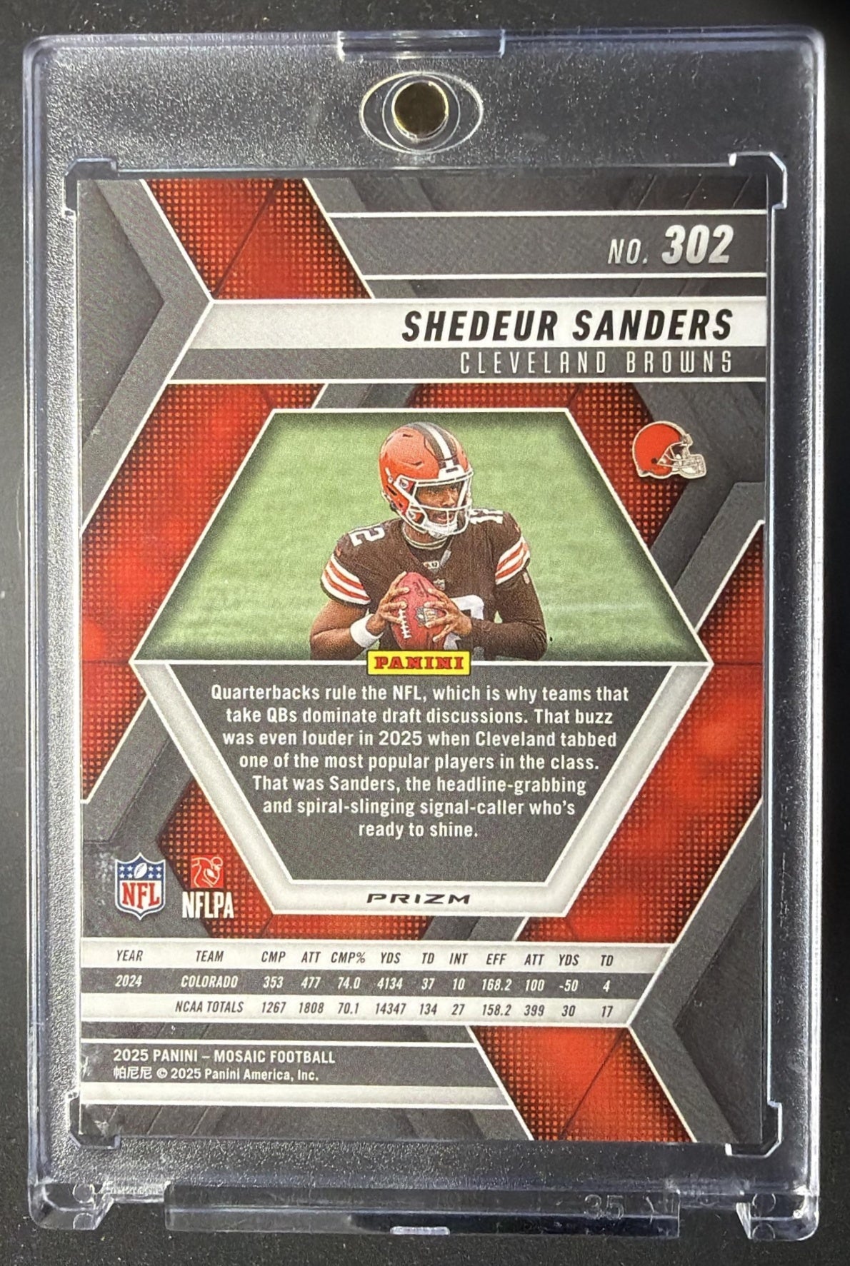 2025 Panini Mosaic Shedeur Sanders #302 Rookie Honeycomb SSP RC