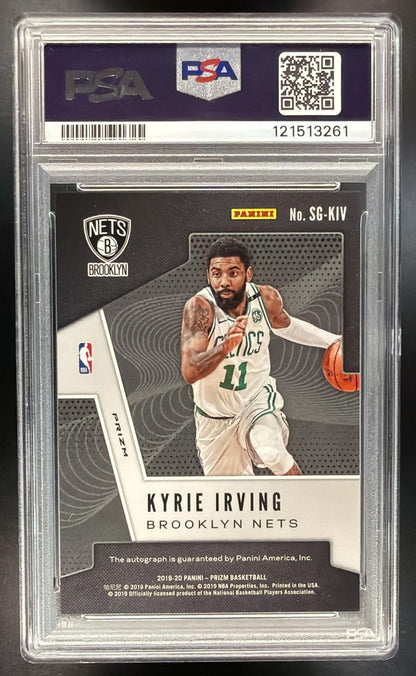 2019 Panini Prizm Kyrie Irving #SG-KIV Signatures Prizms Premium Blue Shimmer Auto PSA 10