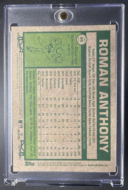 2026 Topps Heritage Roman Anthony #86 Chrome Gold Refractor 29/50 RC
