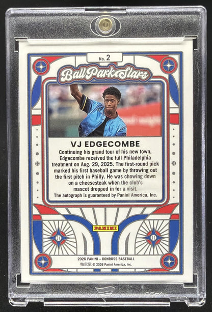 2026 Panini Donruss VJ Edgecombe #2 Ballpark Stars Rc Auto