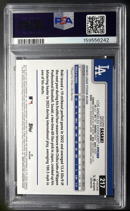 2025 Topps Chrome Roki Sasaki #217 Refractor RC PSA 10
