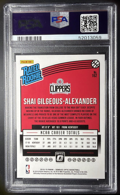 2018-19 Panini Donruss Optic Shai Gilgeous-Alexander #162 RC PSA 10